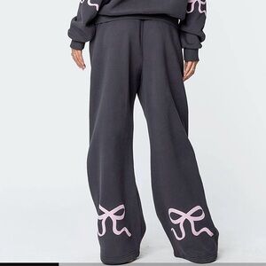 Edikted Gray Lounge Pants with Pink Bows 🎀XS